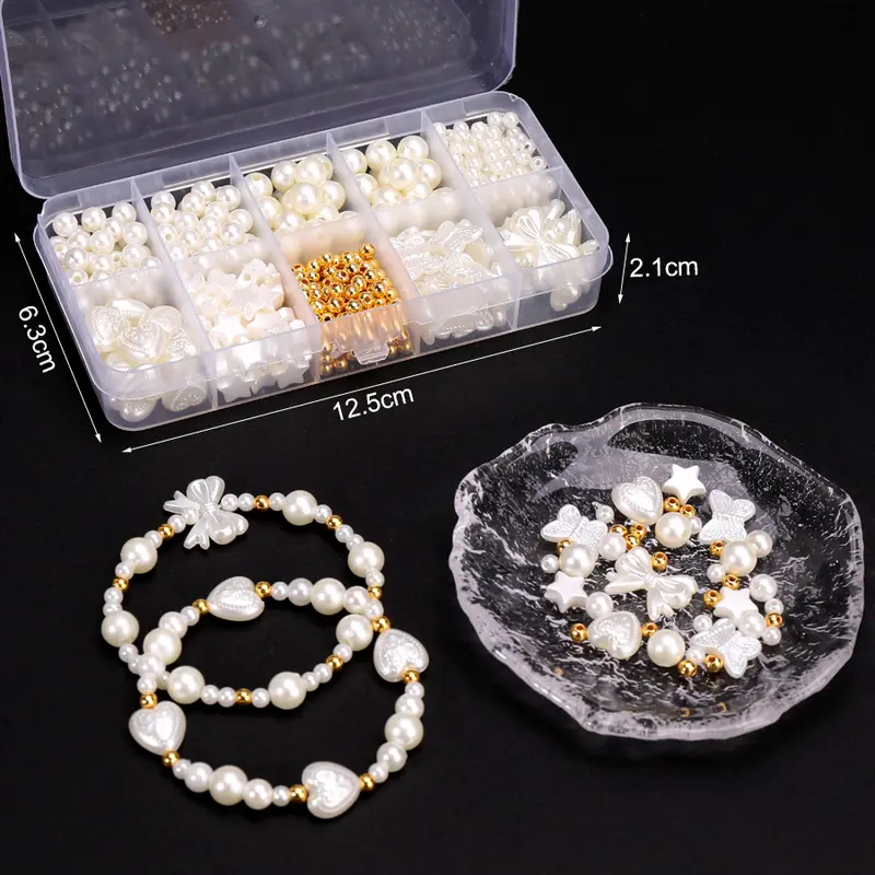 Bộ Hạt Ngọc Trai Giả, 10 Món, Hộp Đựng Hạt Rời, Dây Hạt Vỏ Sò, Vòng Tay Hạt, Phụ Kiện Trang Sức Hạt, Bán Chạy Nhất Xuyên Biên Giới Diy chủi  đeo vòng tay  nữ 1