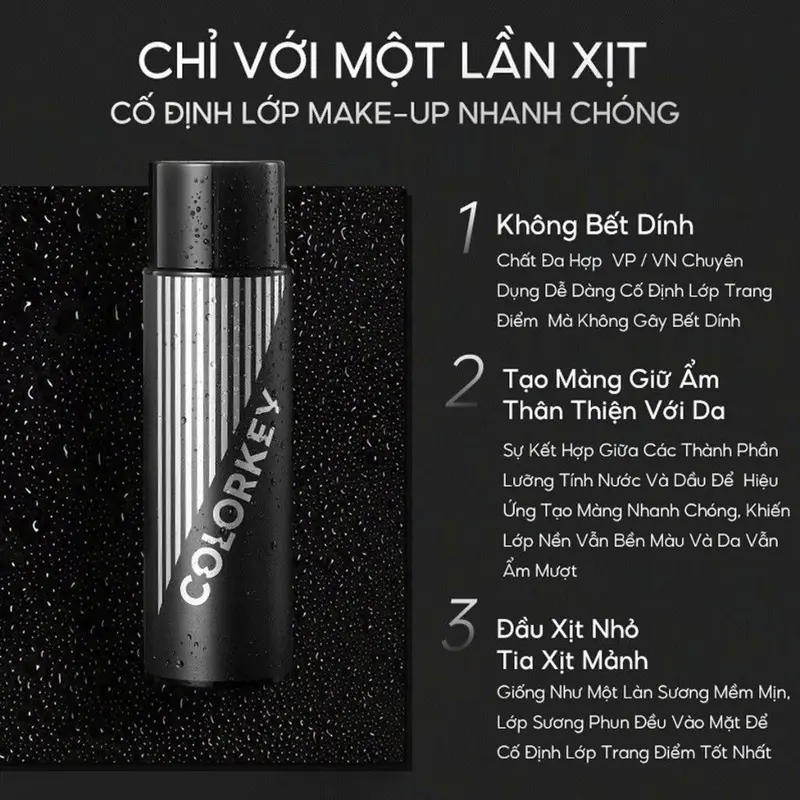 Xịt Khóa nền Trang Điểm COLORKEY Tia Sương Mềm Mại Dưỡng Ẩm Kiềm Dầu Chống Thấm Nước 100ml 1