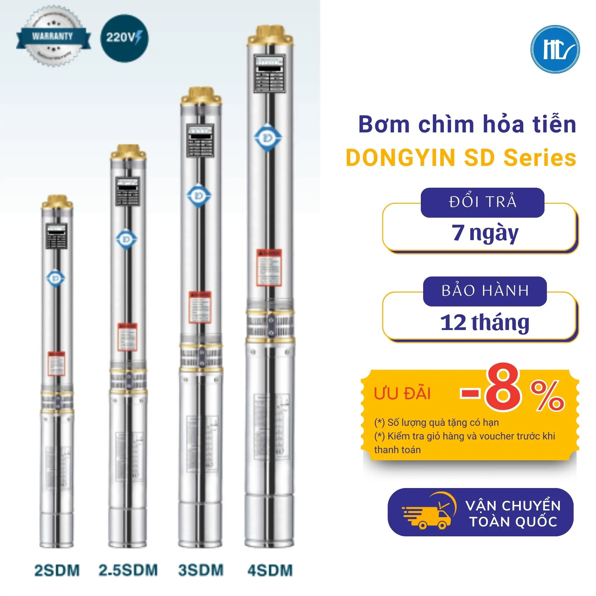 [BH 12 THÁNG] Máy Bơm Chìm Hỏa Tiễn DONGYIN 2SD - 2.5SD Công Suất 250W - 750W HÀNG CHÍNH HÃNG