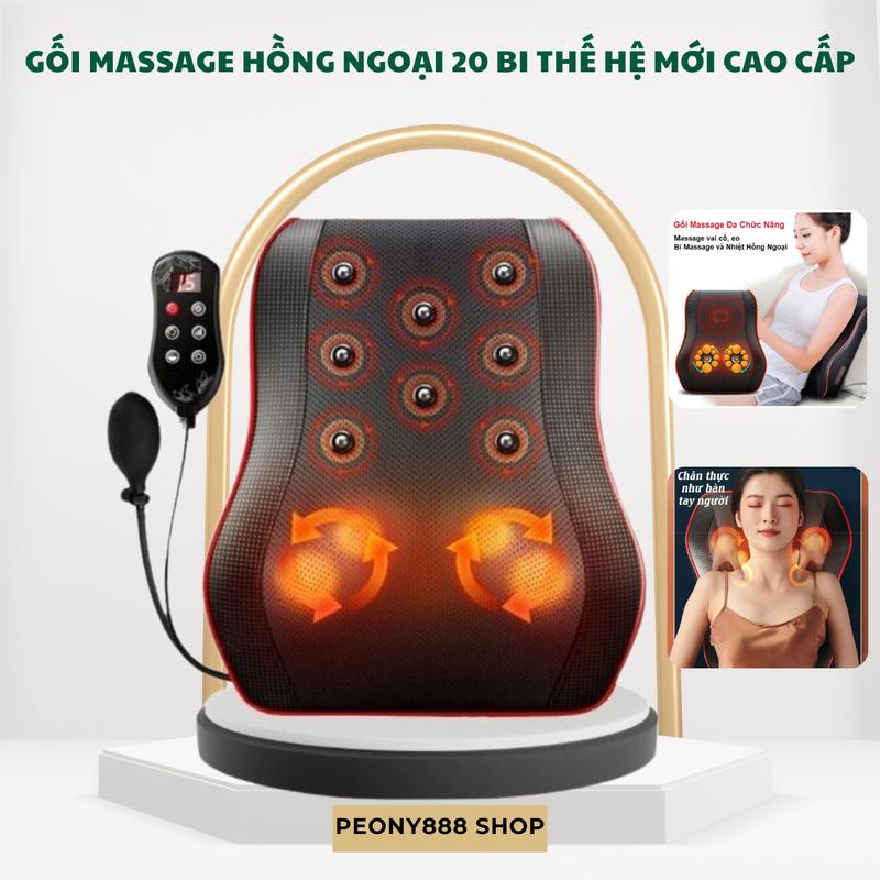 Gối Massage Cổ Vai Gáy Thế Hệ Mới, Máy Massage Hồng Ngoại 20 Bi Kết Hợp Nam Châm Từ Tính, Cải Thiện Đau Cổ - Vai - Gáy - Lưng - Cột Sống massager  ligam gentleman