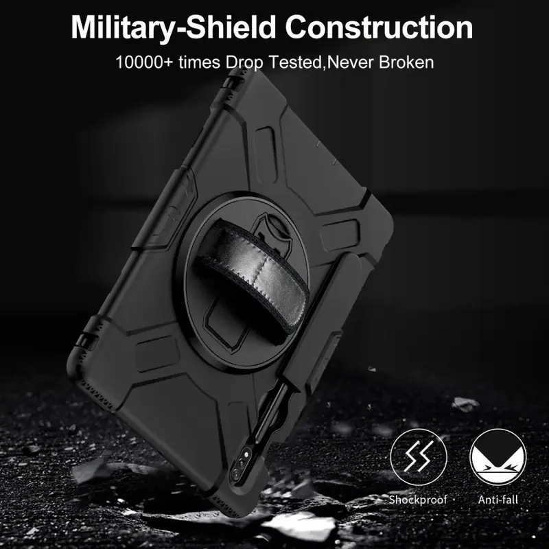 Case For Samsung Tab S9 FE 10.9 S7 S8 11 inch 2025 2023 2022 2020 T870 T875 X700 X706 X710 X716 X510 X516 Casing Heavy Duty Rugged Armor Shockproof Cover Pelindung Kesing Robot Stand Standing Rotate Rotating Penutup Silikon 1
