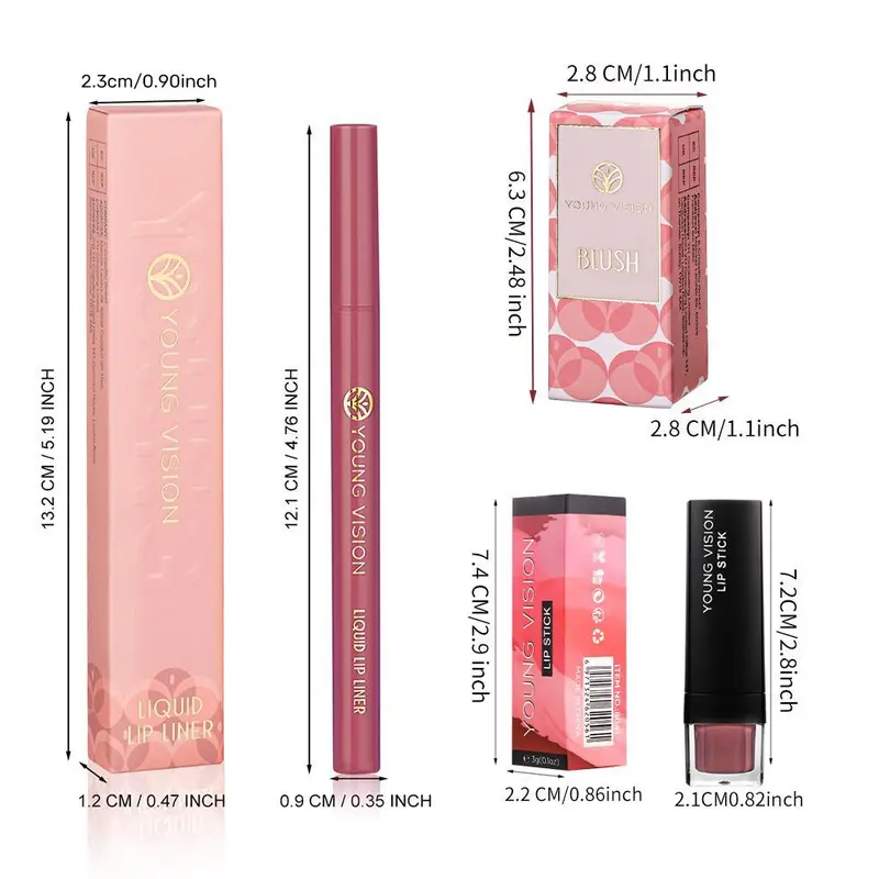 Makeup Set, 3 Counts/set Long Lasting Blush & Lip Liner & Lipstick, Natural Look Makeup Kit for Women, Cosmetic Product for Girls 1