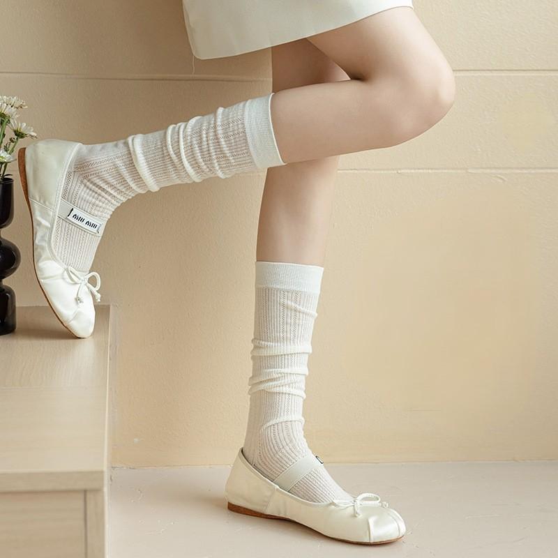 Tất vớ Jengiang lưới mỏng ống dài thấm hút mồ hôi phong cách nữ sinh Nhật Bản phù hợp mùa thu hè M300