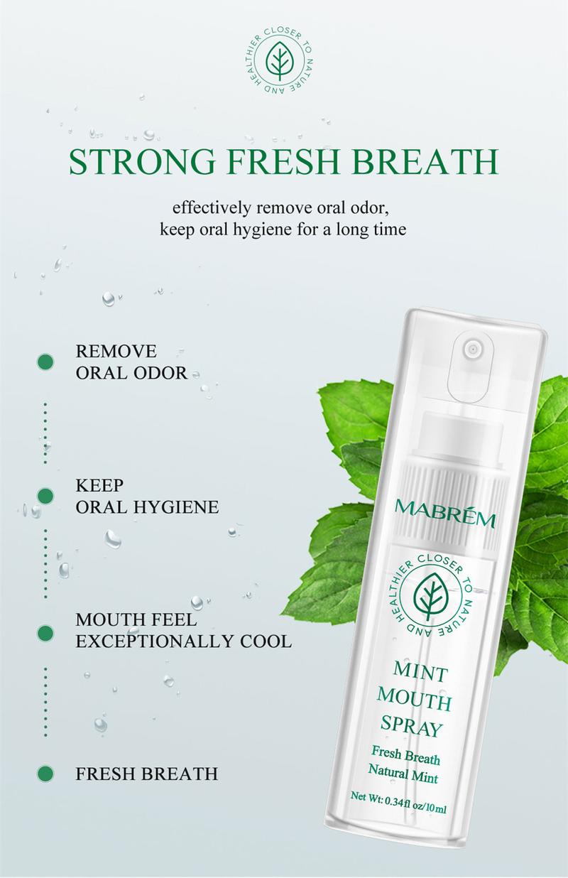 Product Introduction of MABREM Oral Spray Freshens Breath, Deodorizes And Leaves Fragrance Portable Breath Freshener To Prevent Bad Breath Peppermint Fresh Mouth Mist 19