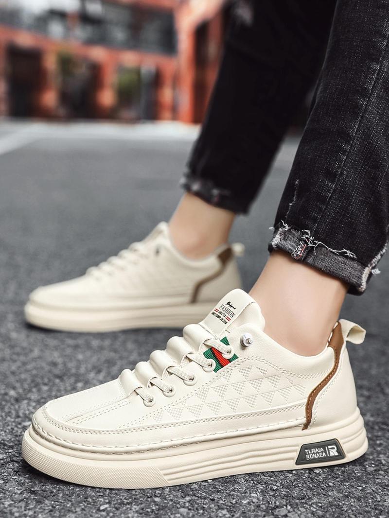 Product Introduction of Men's Casual Low Top Lace up Skate Sneakers As Gift, Fashionable PU Leather Comfortable Sports Shoes, Male Round Toe Shoes for Daily Used Closed Trainer 17