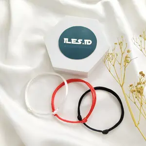 Gelang Tali Satin Polos Pria dan Wanita hitam merah