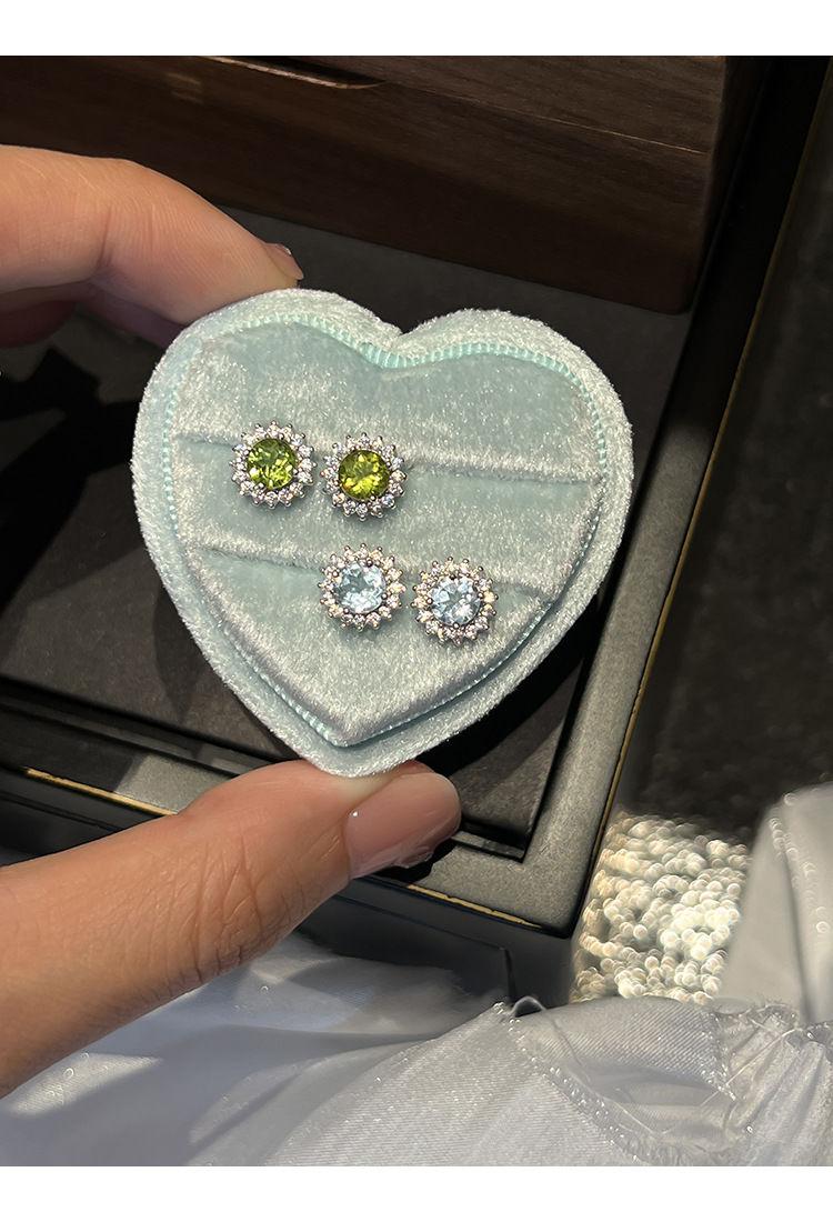 Product Introduction of Summer Fresh High Imitation Olivine Topaz Sterling Silver Needle Dopamine Stud Earrings Special-Interest Design High Sense Earrings Gift 12