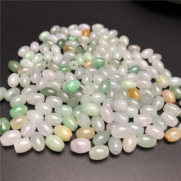(10 pcs/pack) Myanmar jadeite A goods jade beads long beads 6x8mm woven jewelry jade beads 3