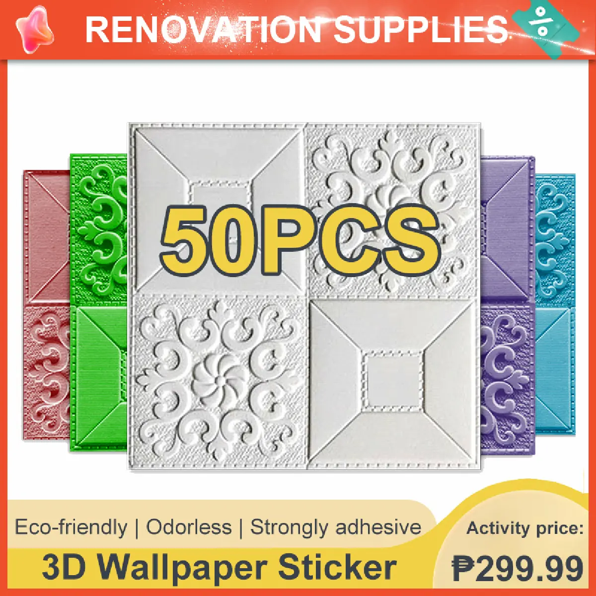 wall sticker room design wallpaper sticker 50pcs  35*35cm SALE 3D Wallpaper Waterproof Adhesive PVC Foam Wall Sticker Ceiling Wallpaper Home Decor aesthetic design Stain Resistant Easy-Remove Home Decor -Decorative Stickers Heat Resistant