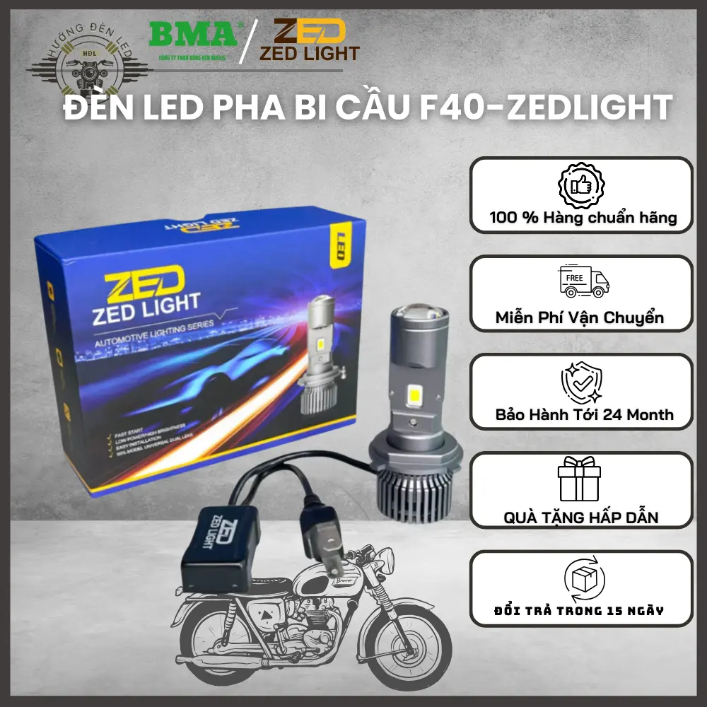Đèn Pha Bi Cầu F40 ZED LIGHT - 50W 12 24V DC Chống Lóa - Ô TÔ Xe Máy Bảo Hành 24 Tháng Cao Cấp Phụ Tùng Đèn
