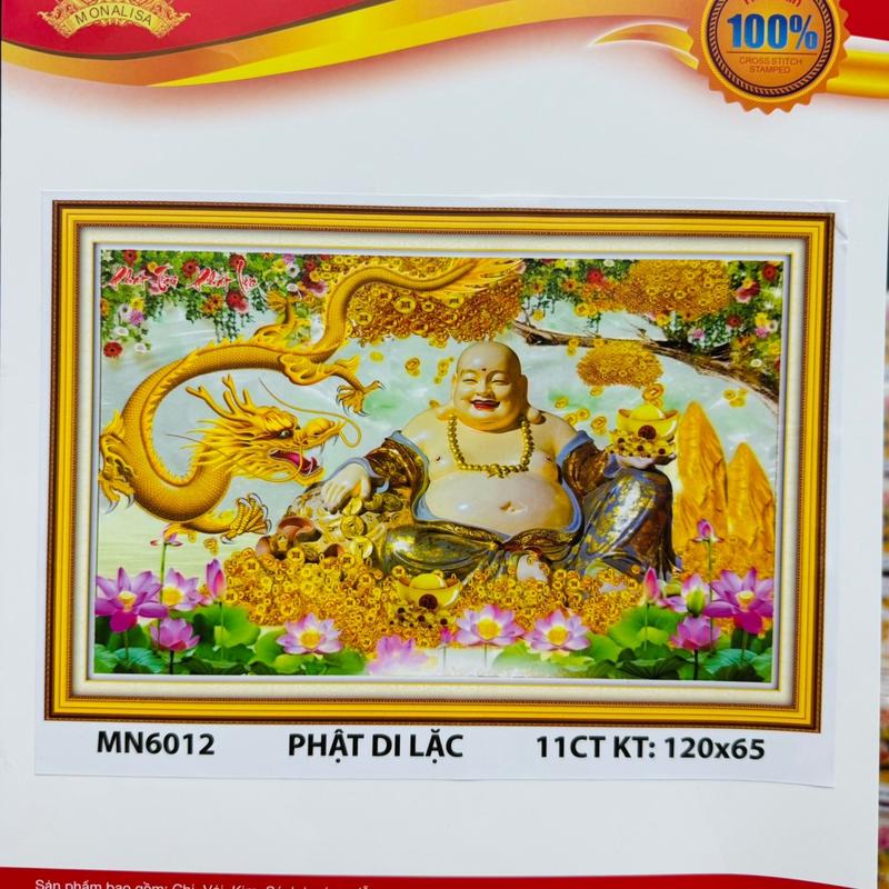 Tranh Thêu Phật Di Lạc Mẫu Mới Thêu Kín Mn6012 (120x65) Chưa Thêu