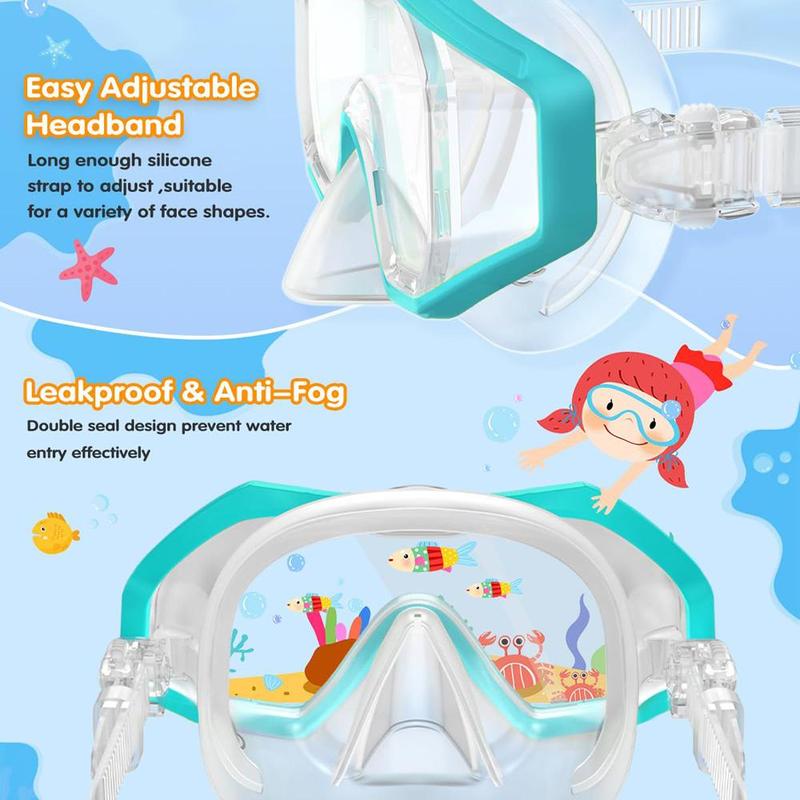 Three-sided Wide View Adjustable Snorkel Mask Kit, 1 Set Leak-proof & Anti-fog Diving Mask with Breathing Tube, Water Sports Equipment for Gift 3