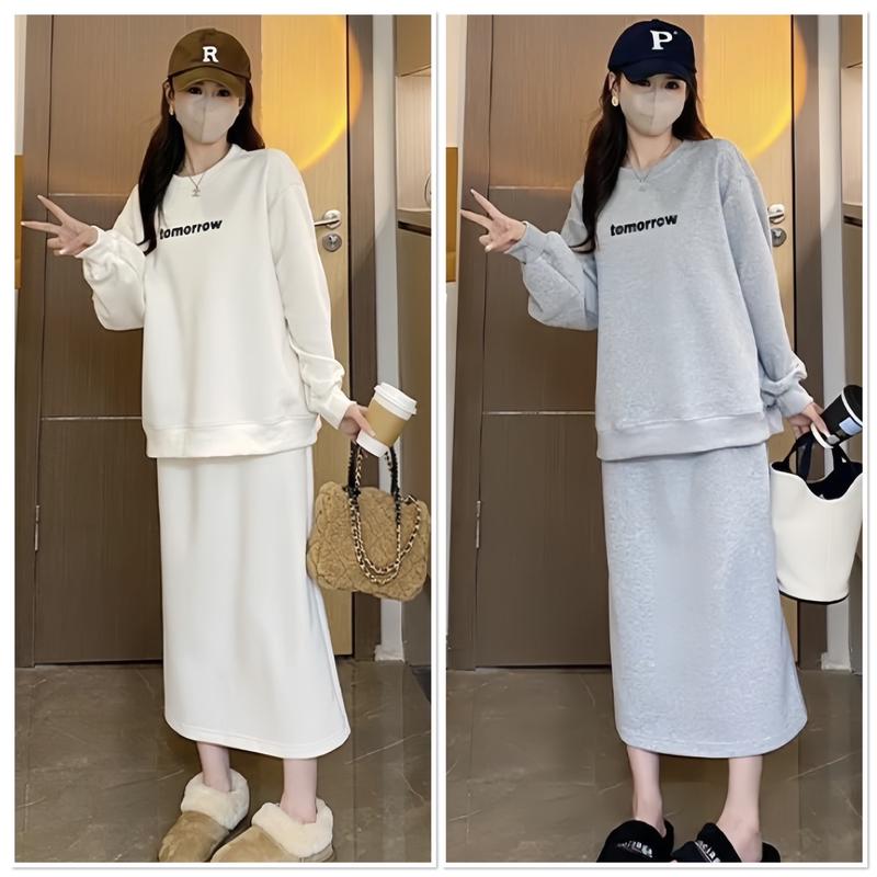 SET VÁY bầu Thu Đông bao gồm chân váy và áo chất Nỉ Bông mềm đẹp (chân váy có chun chỉnh tiện lợi) S5