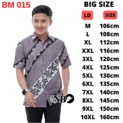 Hem Batik Lengan Pendek Jumbo Pria Big Size M L XL XXL 3XL 4XL 5XL 6XL 7XL 8XL 9XL 10XL 3