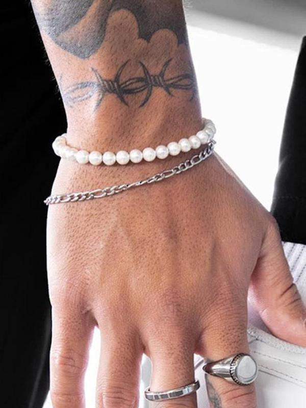 Faux Pearl Decorated Bracelet, Fashionable Jewelry for Women & Men, Trendy All-match & Exquisite Jewelry for Birthday Gift 0