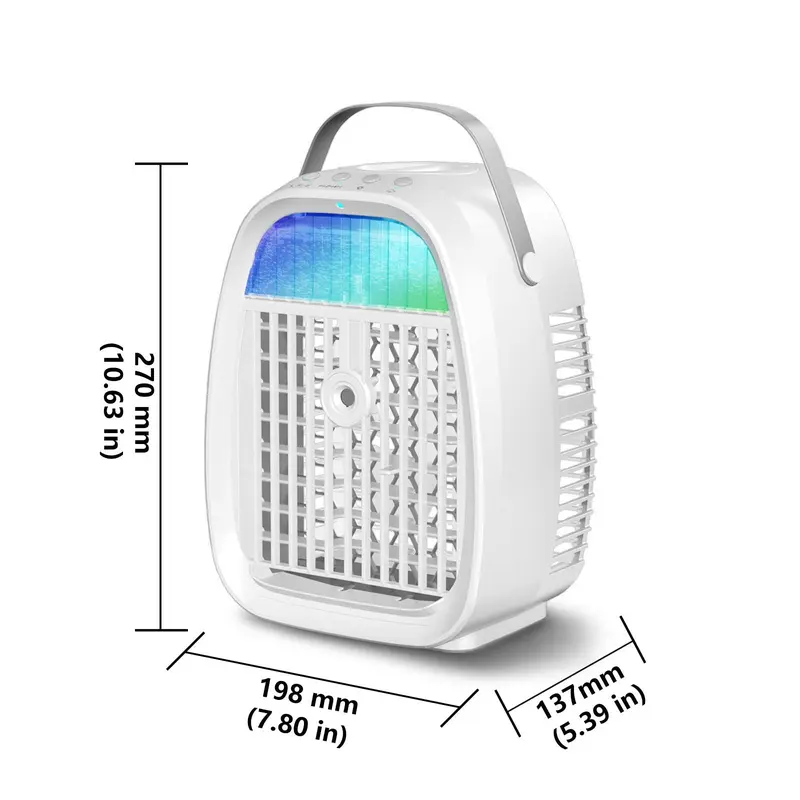 USB Powered Portable Air Cooler, 4 In 1 Humidifier Air Conditioners Fan, Multifunctional Air Cooler with 7 Color Light, Air Cooler Fan for Room Bedroom Office Desk 1
