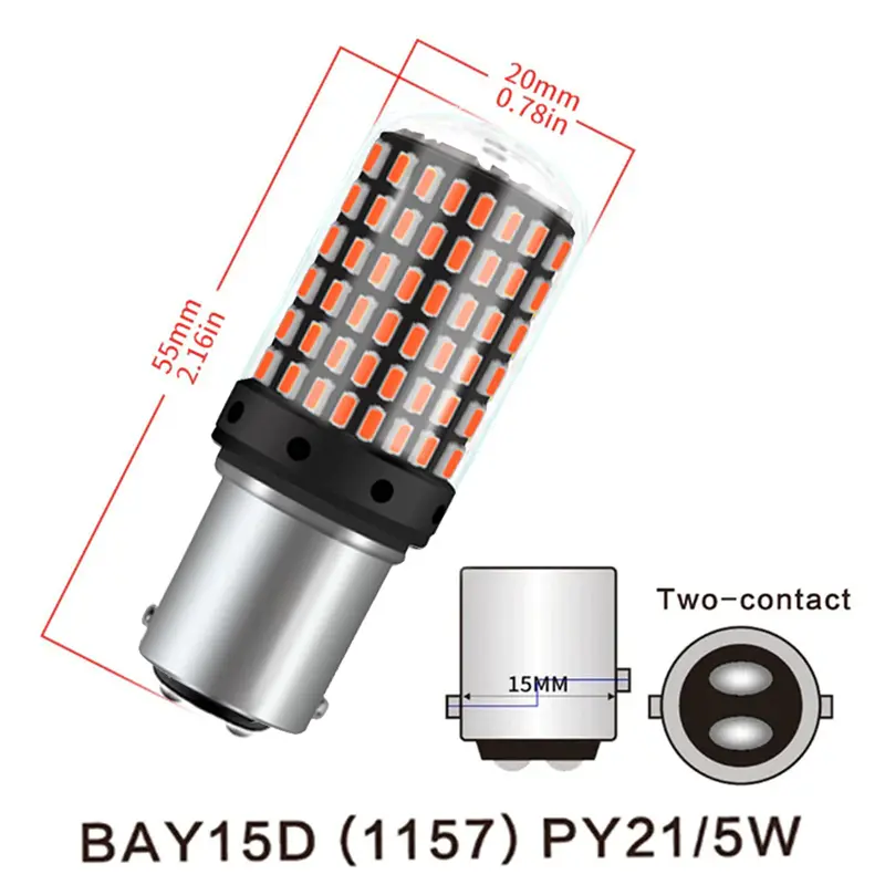 iSUN Lampu LED Rem Brake Stop Bayonet 2 Kaki 1157 144 Titik Lampu Rem Motor Mobil DC12V 2
