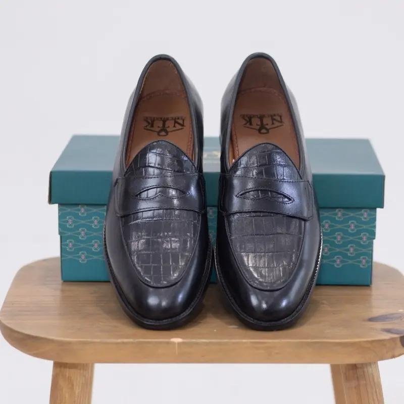 Giày nam Penny Loafer Phối Da Sần đen đế khâu mckay - Bảo hành da 24 tháng 2