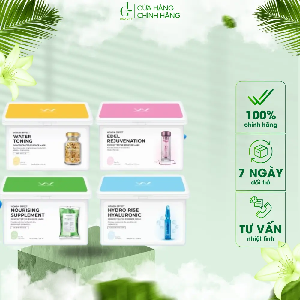 [GL BEAUTY] Hộp 30 Miếng Mặt Nạ Dưỡng Sáng, Chống Lão Hoá Da Wonjin Effect Glutathione Concentrated Essence Mask