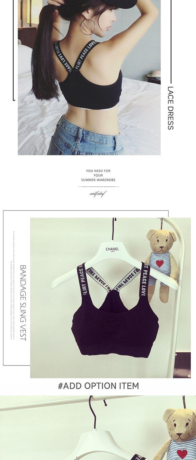 Product Introduction of Beautiful back sports underwear wrap letters with parachute bustier type bra girls without steel ring bra bra pads 3