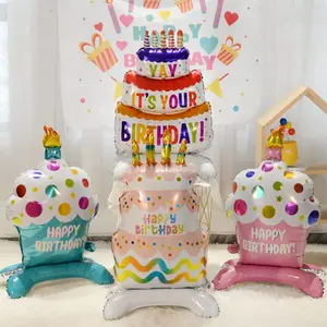 Balon foil 3D stand cake tart happy birthday