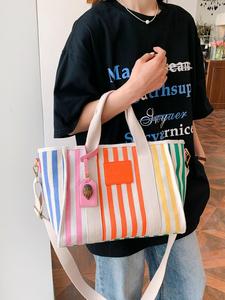 Women's Fashionable Striped Pattern Tote Bag, Casual Large Capacity Shoulder Bag, Trendy All-match Bag for Teen Girl Women College Student, Worker Perfect for Office, College, Work