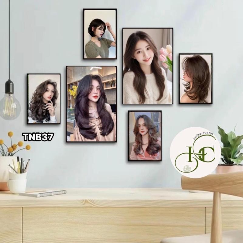 { TÓC NAM NỮ 6 tấm} tranh dán tường salon tóc nam , nữ ,bộ 6 tranh dán tường không cần khoan ,  sẵn băng keo chuyên dụng Salon Treo Tường Phòng Khách Đồng