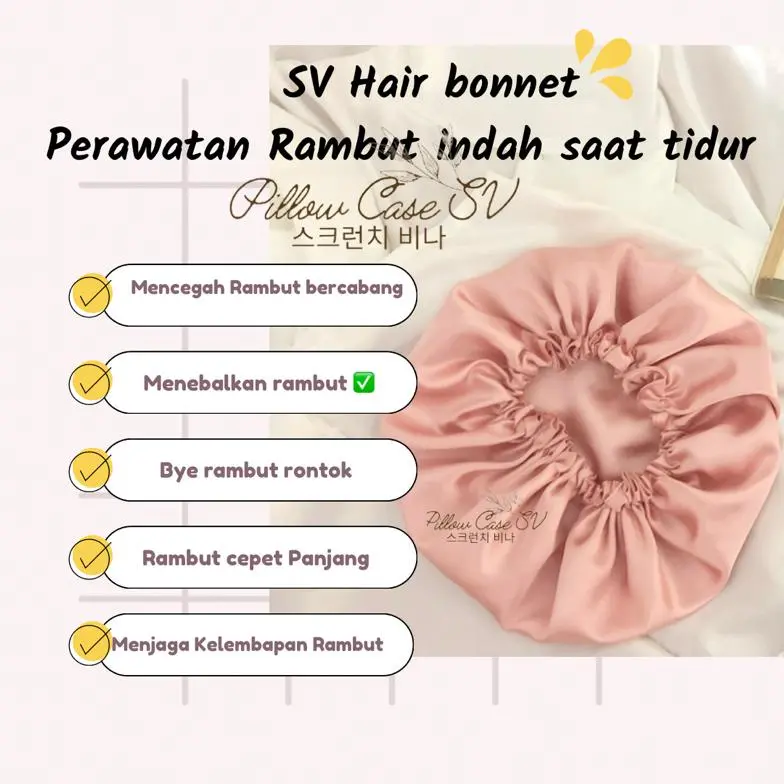 SILK HAIR BONNET BASIC SV SATIN SILK BONNET  - SLEEPING BONNET - SATIN BONNET - HAIR PROTECTION - PENUTUP KEPALA KAIN Wanita
