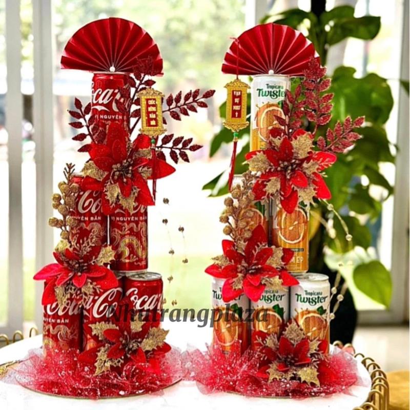 [TẶNG 8 KEO NẾN] Combo 4 set hoa VIP trang trí tháp bánh, tháp nước, tháp oản, phụ kiện trang trí tết