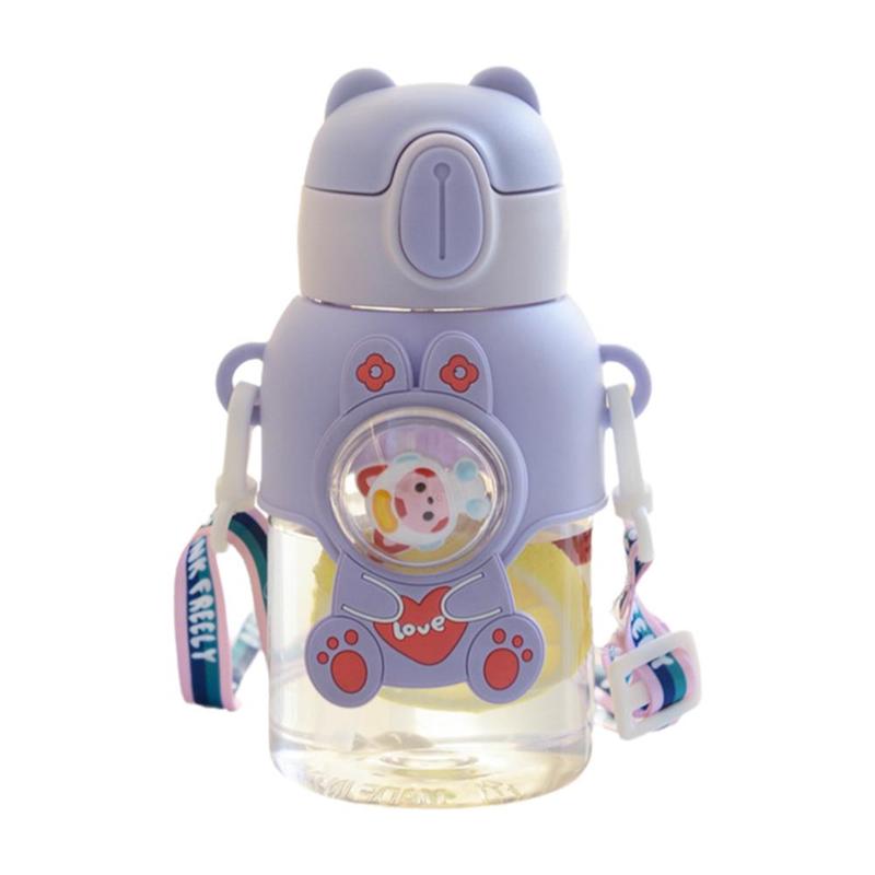 Product Introduction of Kawaii Children's Water Bottle With Straw And Shoulder Strap 600ml Cute Large Capacity Toddler Water Bottles 31