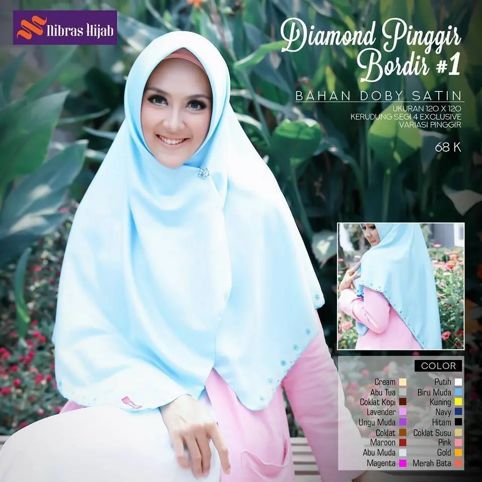 JILBAB SEGIEMPAT SIZE 120*120 DIAMOND BORDIR PINGGIR 1 BY NIBRAS