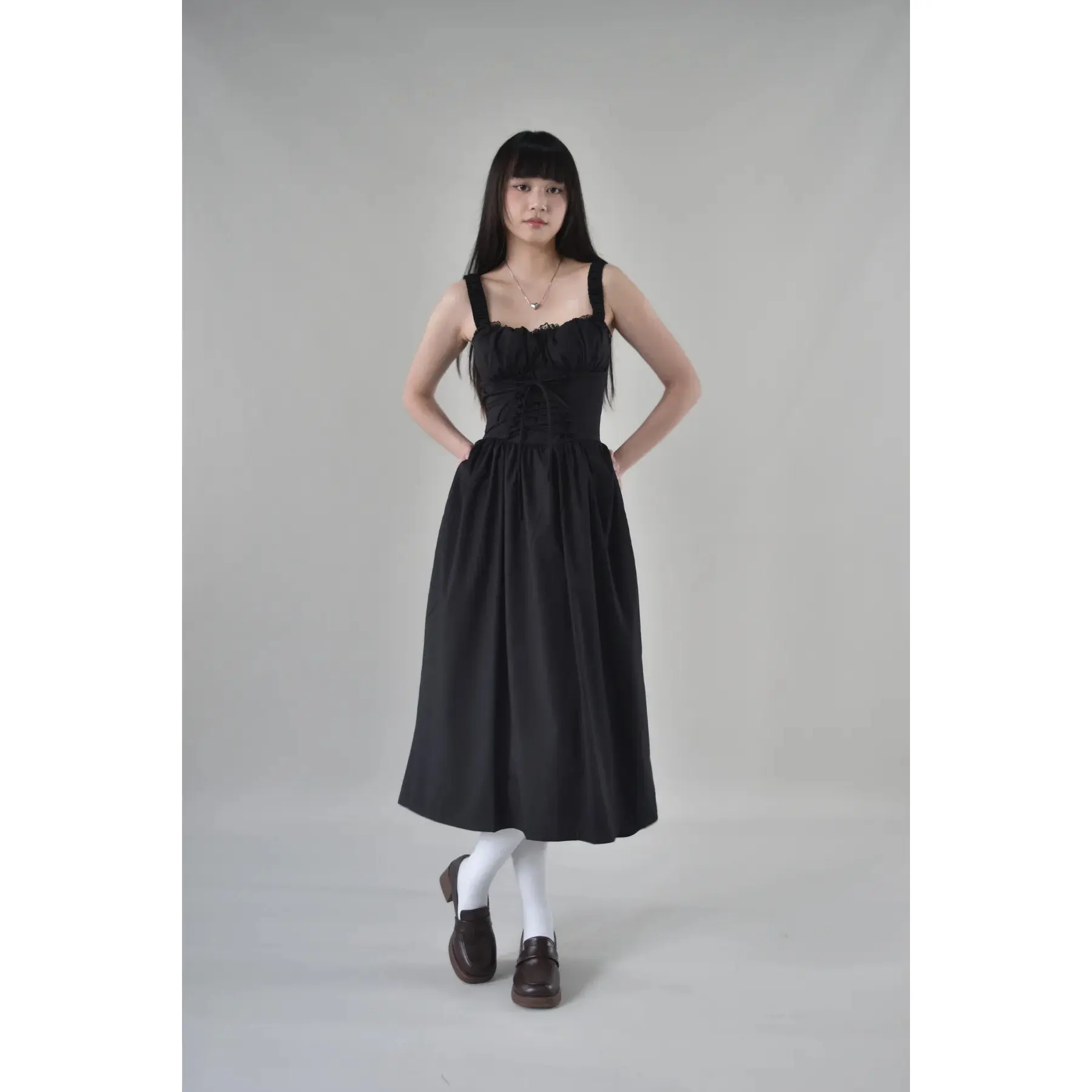 Beverly Corset Lace Trim Padded Long Dress