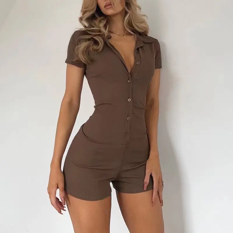 99KOUTLET Rapcopter Dasar Spice Girl Kaos Jumpsuit Wanita Polo Neck Buckle Slim Fit Naked Legging