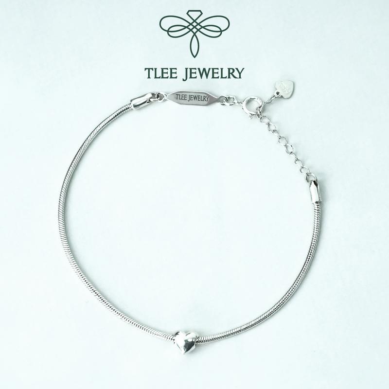 Lắc tay bạc nữ TLEE vòng tay tim dây mì tag khắc chữ theo yêu cầu miễn phí TLEE JEWELRY LT0199