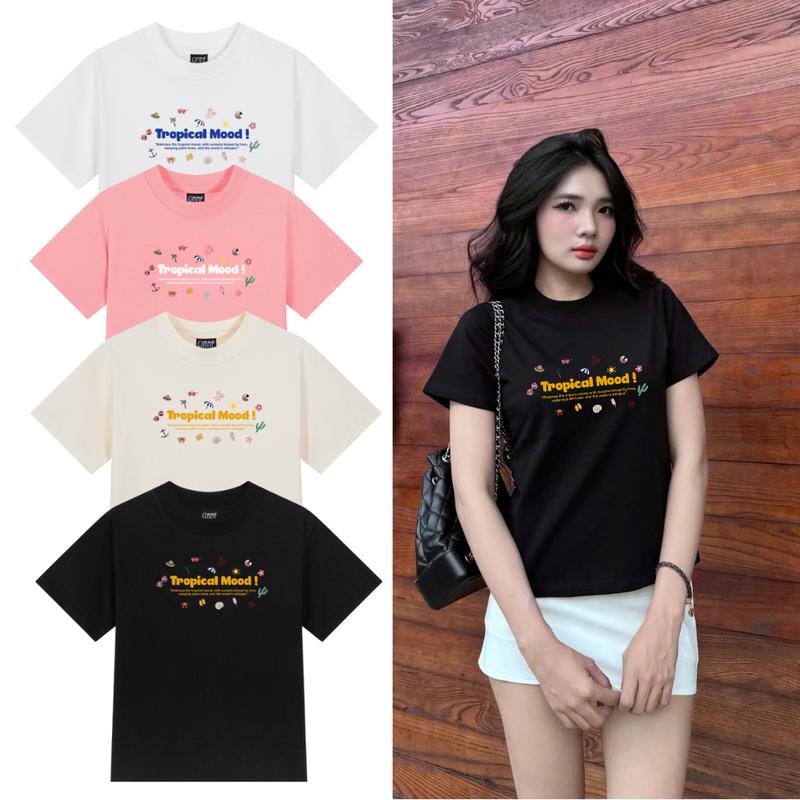 [Deal Mở Bán] Áo BabyTee Gimme - Tropical Mood - Premium Cotton Sợi Đôi 250gsm - 2 Chiều Cổ Tròn