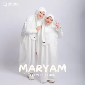 DTHREE  Abaya Anak Maryam Series Putih Gamis Anak Syari Perempuan putih Gamis Anak Syar'i Set Brown Crinkle Hijau Hitam