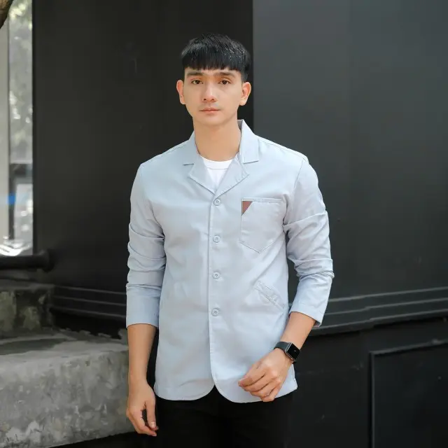 Fashion Pria Jas Semi Blazer Terbaru Original ProgressMan Terlaris Army  Cream Formal Keren Navy Hitam Model XL