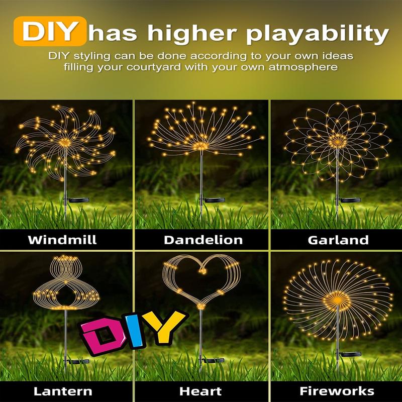 Product Introduction of Solar Fireworks LED Garden Lights Outdoor Waterproof Firework Lamps for Fowerbed Garden Home Tree Flower Xmas 34