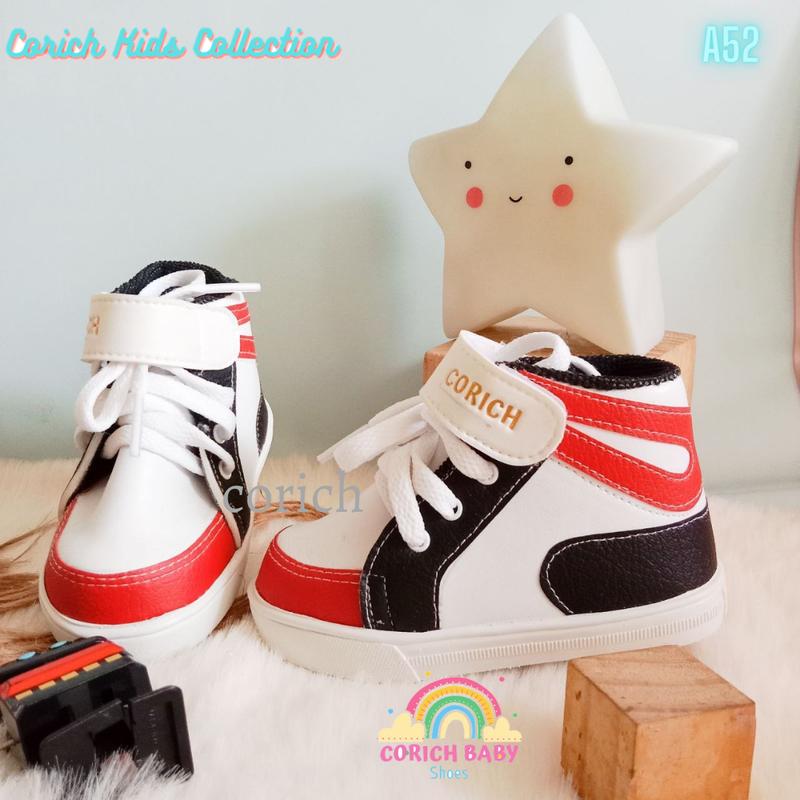 Product Introduction of BAYAR DI TEMPAT - CORICH - A52 - SEPATU ANAK - JORDAN - PREWALKER - ANAK -  BAYI USIA 11 - 24 BULAN - LAKI LAKI - BABY SHOES - SNEAKERS - BOOTS - SOL PUTIH - BELAJAR JALAN - PERGELANGAN KAKI 51