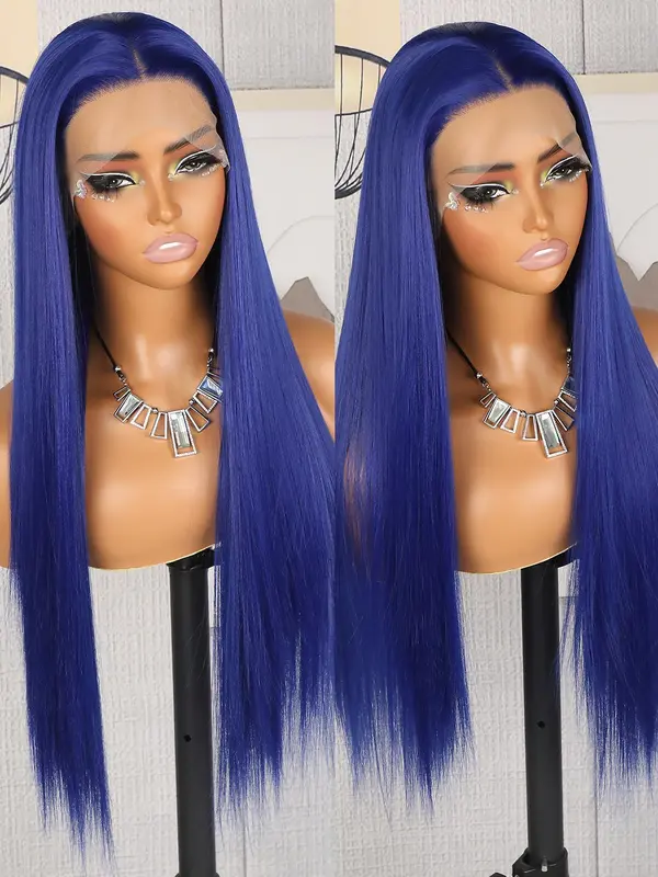 28 Inch Long Straight Wigs for Women, Gorgeous Fluffy Wigs without Bangs, Synthetic Lace Front Wigs for Party, Daily Use 2