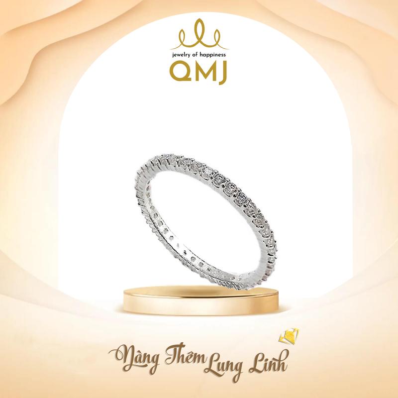 QMJ STORE GMV - Q20 NHẪN BẠC NỮ FULL MOON ĐÁ 1LI3 NHỎ XINH bạc Ý S925 cao cấp, bản nhẫn rất mảnh- rings thời trang phụ kiện trang sức bạc nhẫn bạc nữ