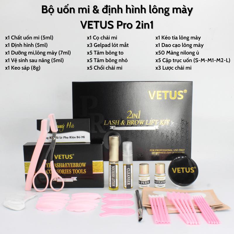 Bộ Uốn Cao Cấp VETUS Pro 2in1 Sử Dụng Cho Uốn Lông Mi Và Định Hình Lông Mày, Lash & Brow Lift Kit \ Thúy Hà Cosmetic Perfume Mascara