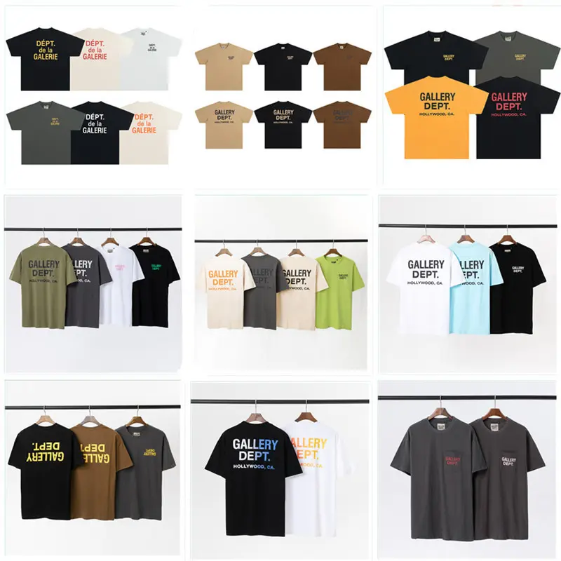 Men's Short Sleeve Gallery Dept Classic Letter Basic Slogan Printed All-Matching round Neck Cotton Short Sleeve T-shirt