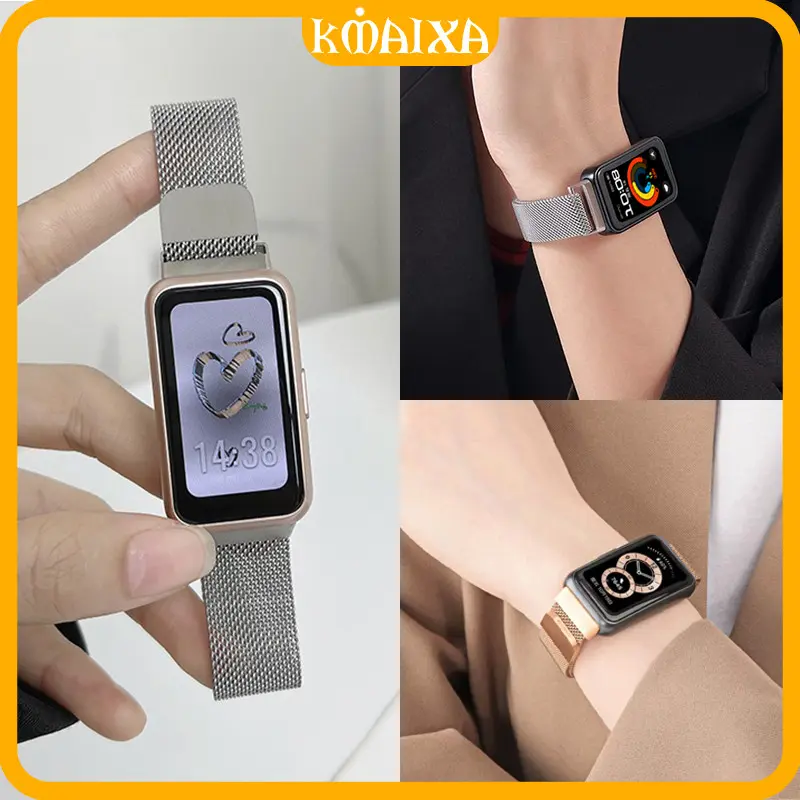 [Tail Jam Tangan] Magnetic Milanese Loop Strap for Huawei Band 10/Huawei Band 9/Huawei Band 8 Wrist Stainless Steel Metal Bracelet Band Bracelet Belt Accessories Smartwatch for Huawei Band 10 9 8 NFC
