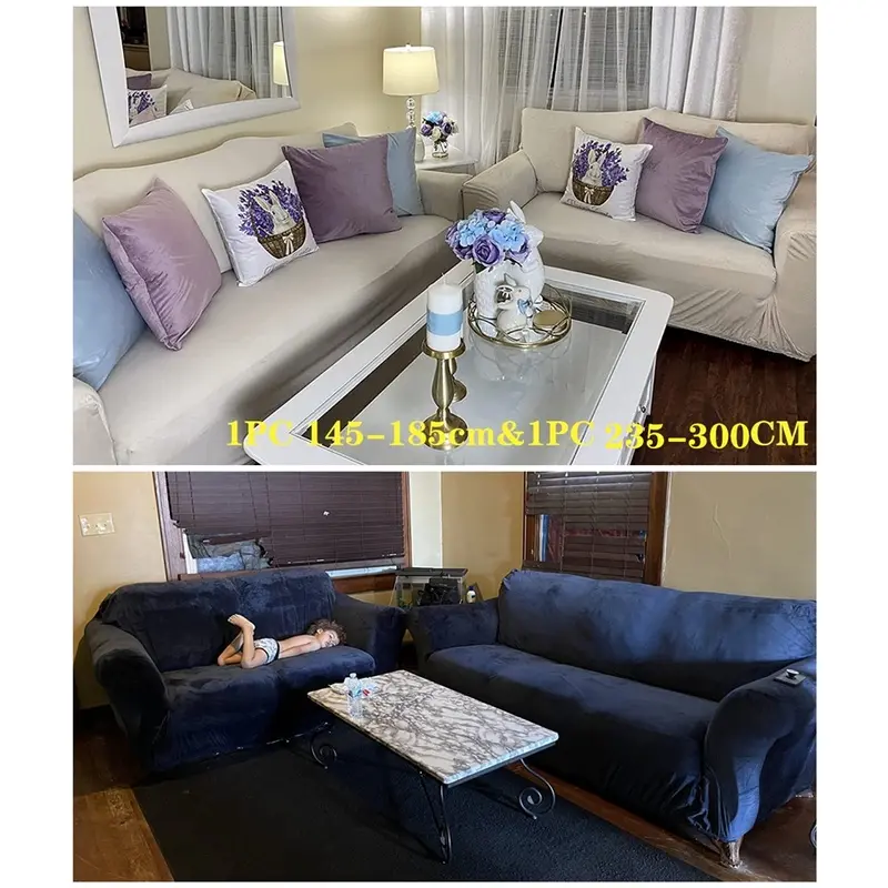 Bọc Ghế Sofa Vải Nhung, Bọc Bụi, Co Giãn, Bọc Đi Văng Hệ Thống, Vỏ Sofa Hình Chữ L, Vỏ Ghế Sofa Ghế Dài, Thích Hợp Cho Phòng Khách, 1 Cái 6
