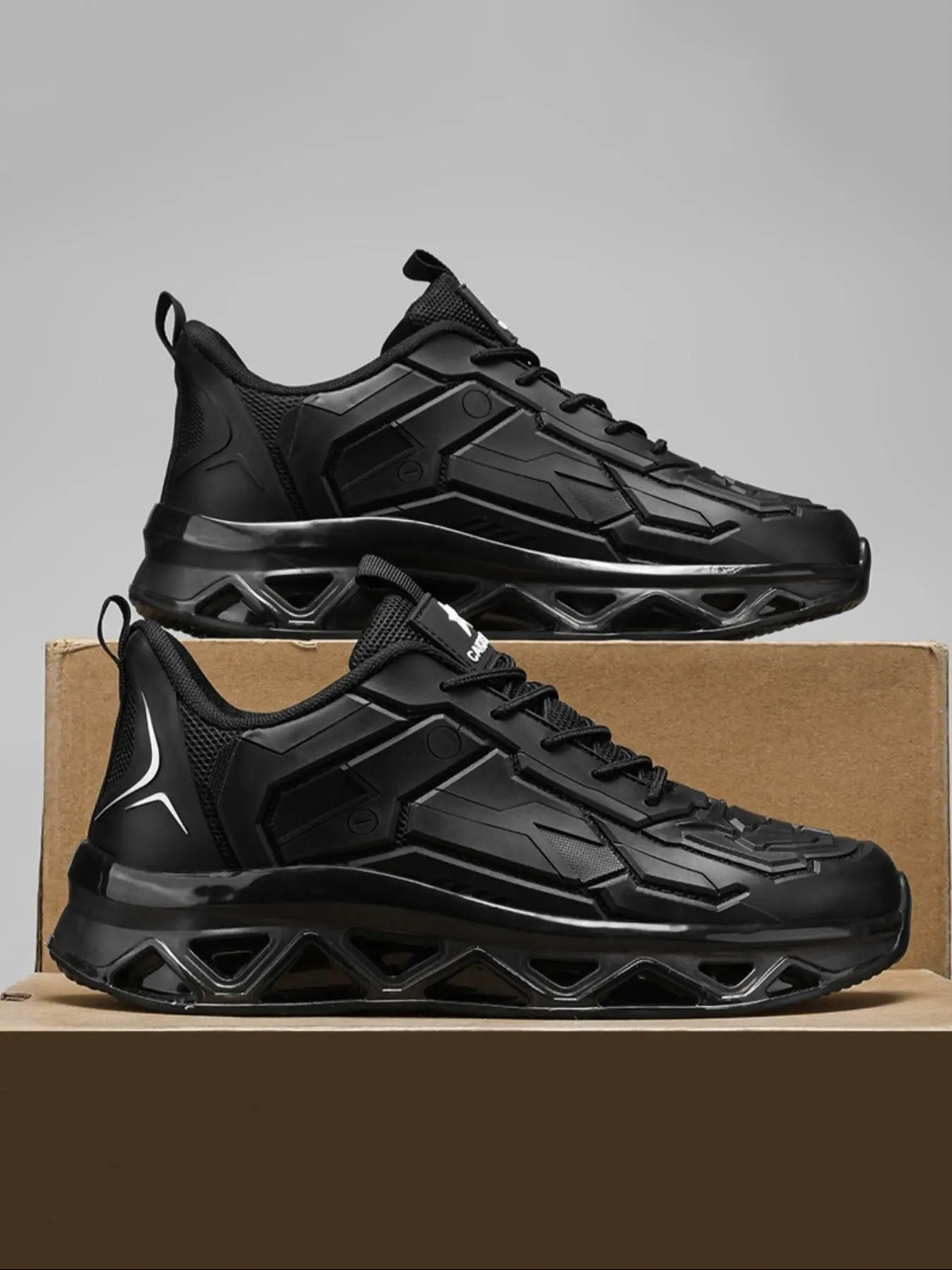 Men's Solid Sporty Lace Up Walking Shoes, Casual Comfortable Breathable Sports Shoes, Non-slip Shock-absorbing Sneakers for Daily Wear