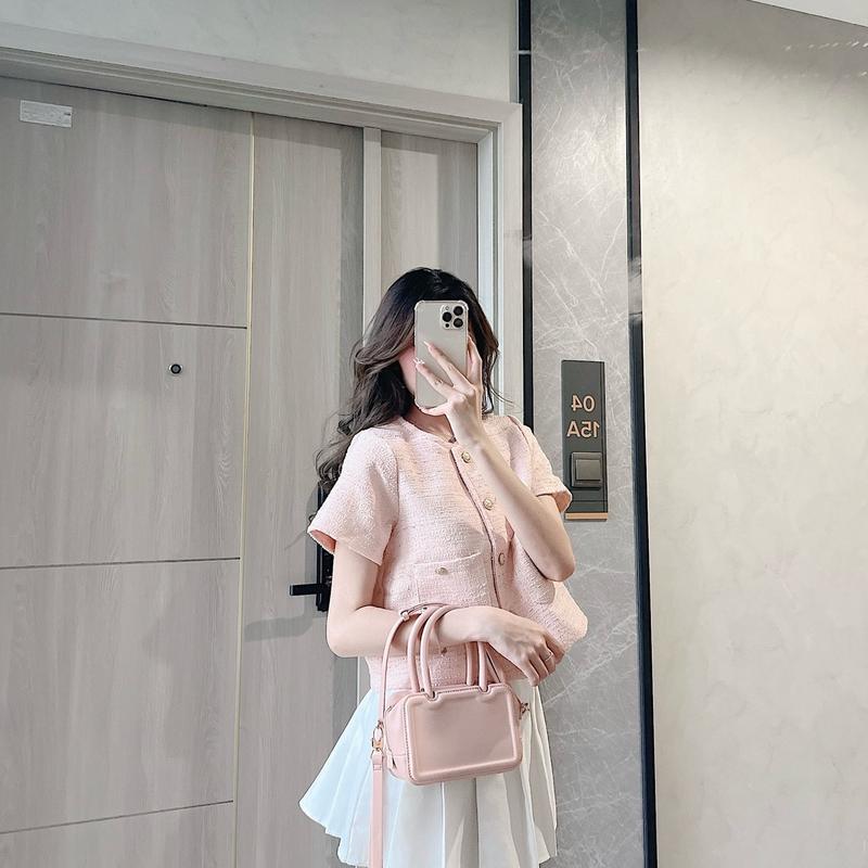 Áo dạ tweed dày dặn cộc tay 2 túi ngang 3 lớp Samhyewear