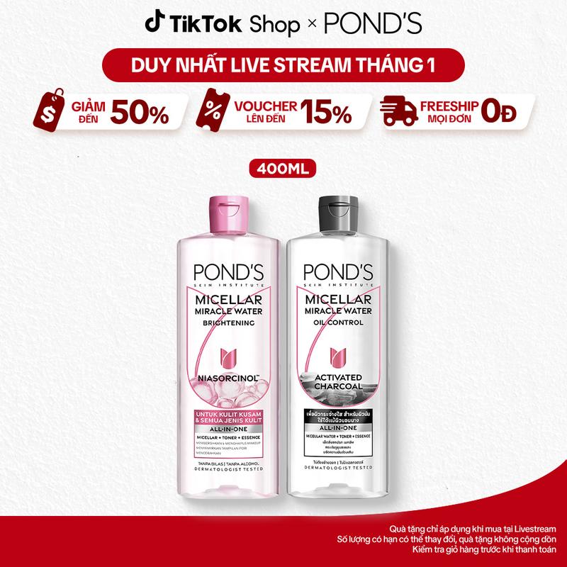   1  Nước tẩy trang đa công dụng Pond's sạch sâu dưỡng sáng thu nhỏ lỗ chân lông 400ml 