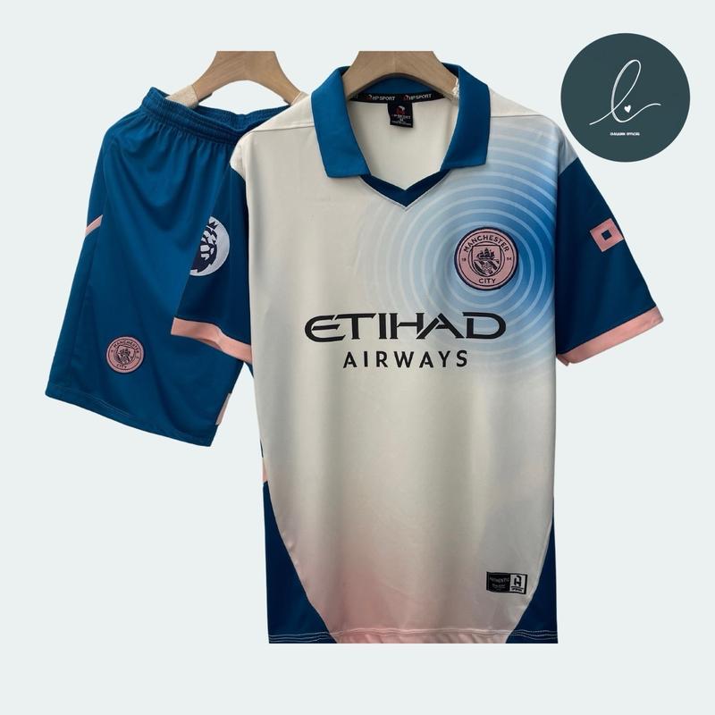 Bộ quần áo bóng đá, đồ đá banh MỜ CÊ " HỒNG BIỂN"   logo THÊU thun lạnh cao cấp loại I Top Sport