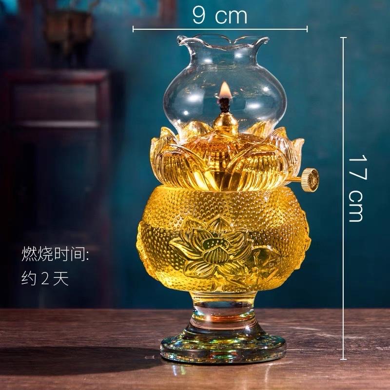 ĐÈN DẦU LƯU LY CAO 17 CM , ĐÈN DẦU CHO PHẬT HỘ GIA ĐÌNH 2